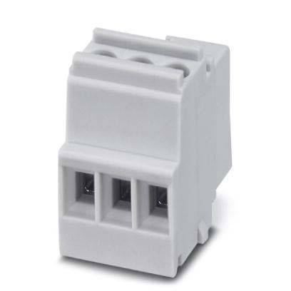 Ein weißer dreiadrig Klemmblock für elektrische Systeme, der zum sicheren Verbinden von Drähten verwendet wird.