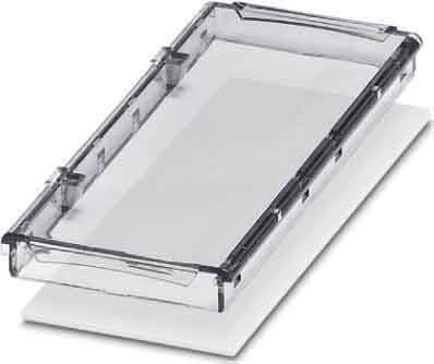 Eine durchsichtige rechteckige Plastikbox mit Deckel, die für Dias oder kleine, flache Gegenstände konzipiert ist.