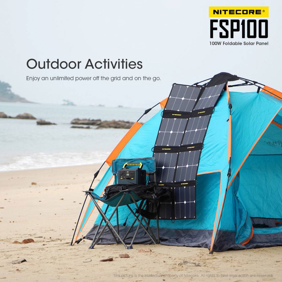 Nitecore FSP100 faltbares Solarpanel mit max. 100W, max. 3A Ausgang, mit USB-C, USB-A Ausgang