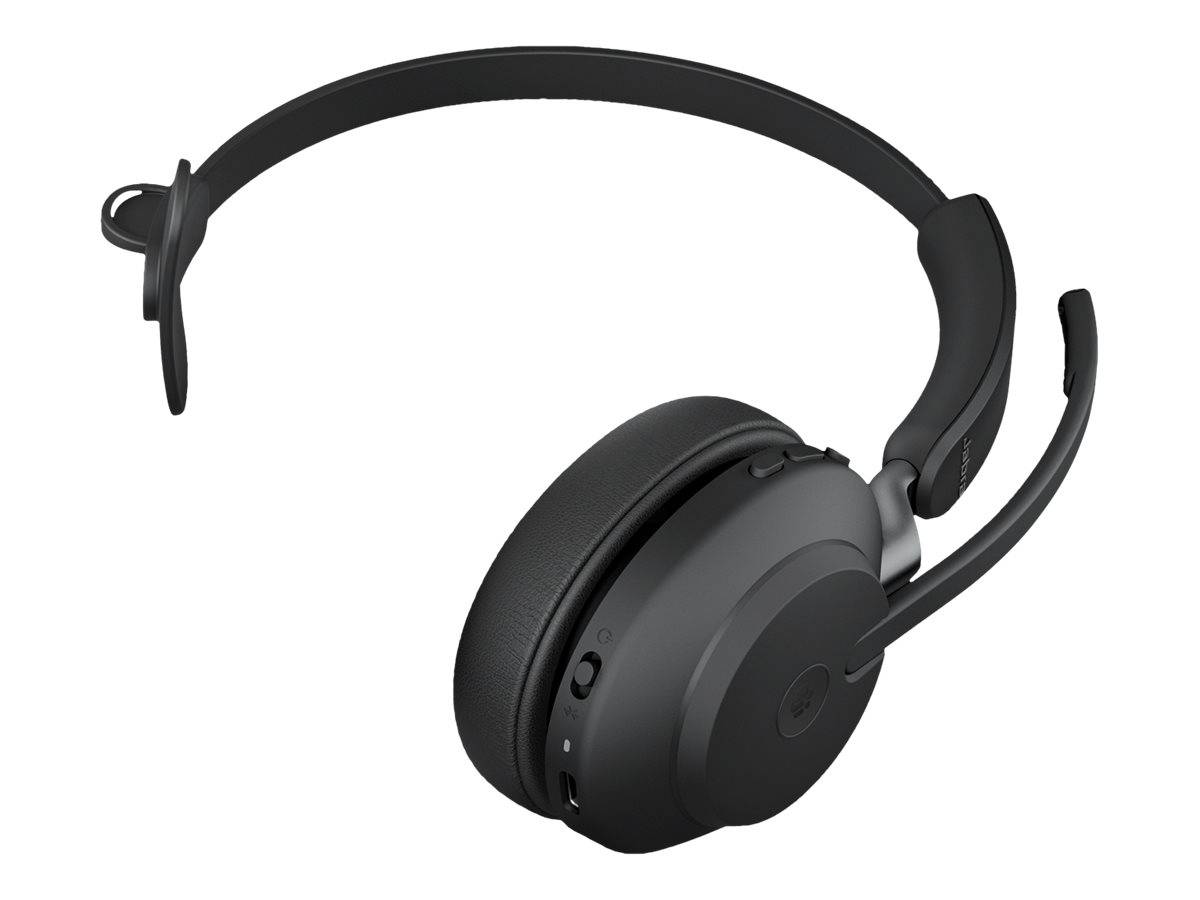 Jabra Evolve2 65 monaural On Ear Headset Bluetooth® Stereo Schwarz Lautstärkeregelung, Batterieladeanzeige
