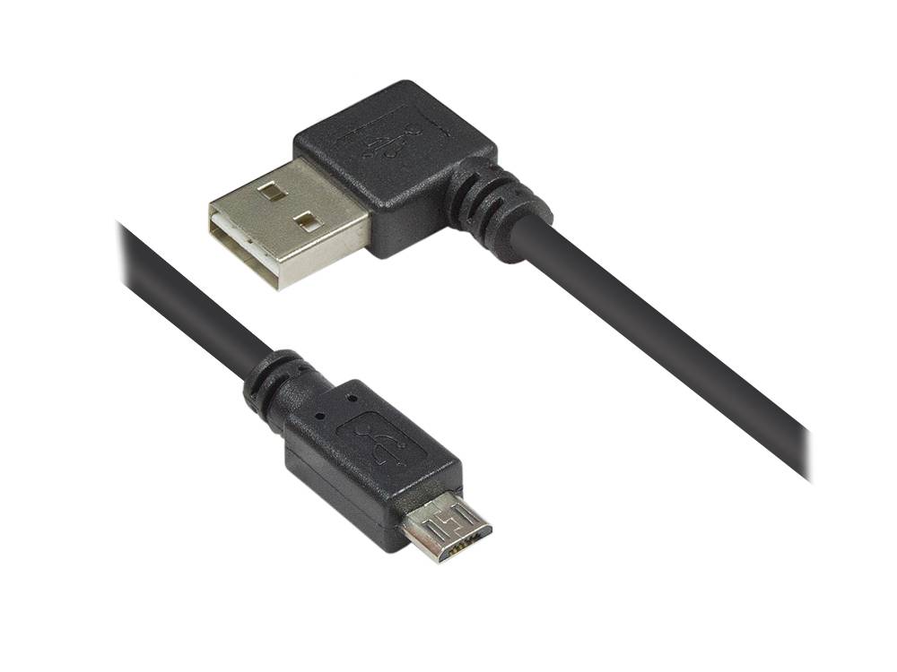 Good Connections® Anschlusskabel USB 2.0 EASY Stecker A gewinkelt an Stecker Micro B, schwarz, 2m
