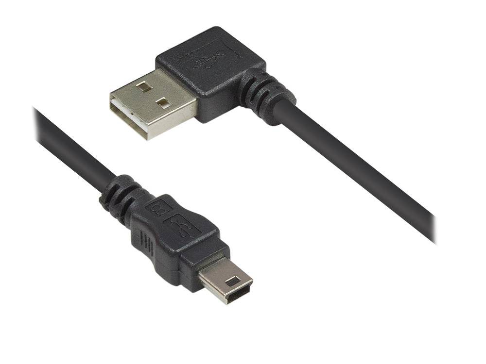 Good Connections® Anschlusskabel USB 2.0 EASY Stecker A an Mini B Stecker, gewinkelt, schwarz, 0,5m