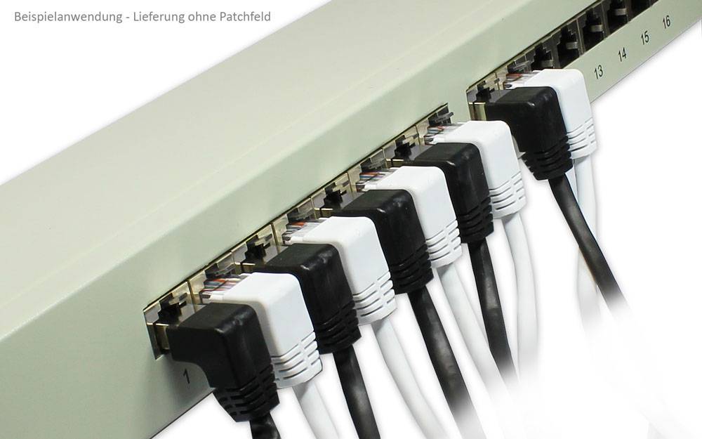 Good Connections® Patchkabel, Cat. 5e, F/UTP, 1x 90° nach unten gewinkelt an 1x gerade, schwarz, 3m