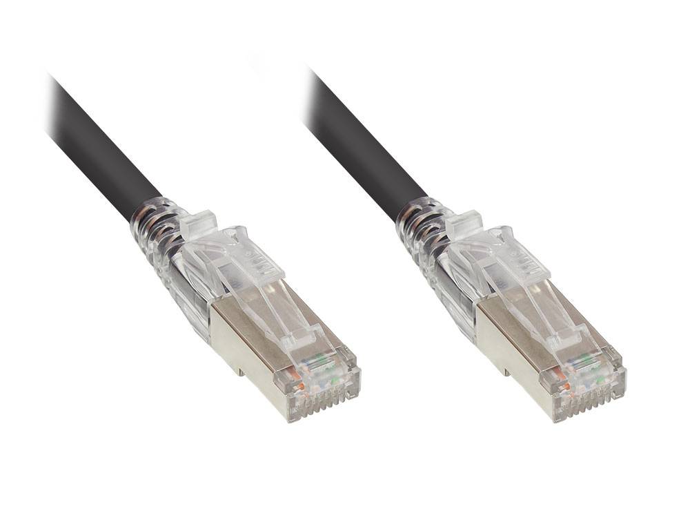 RNS® Patchkabel mit Rastnasenschutz und Verriegelung, Cat. 6A, S/FTP, 500MHz, schwarz, 5m, Good Connections®