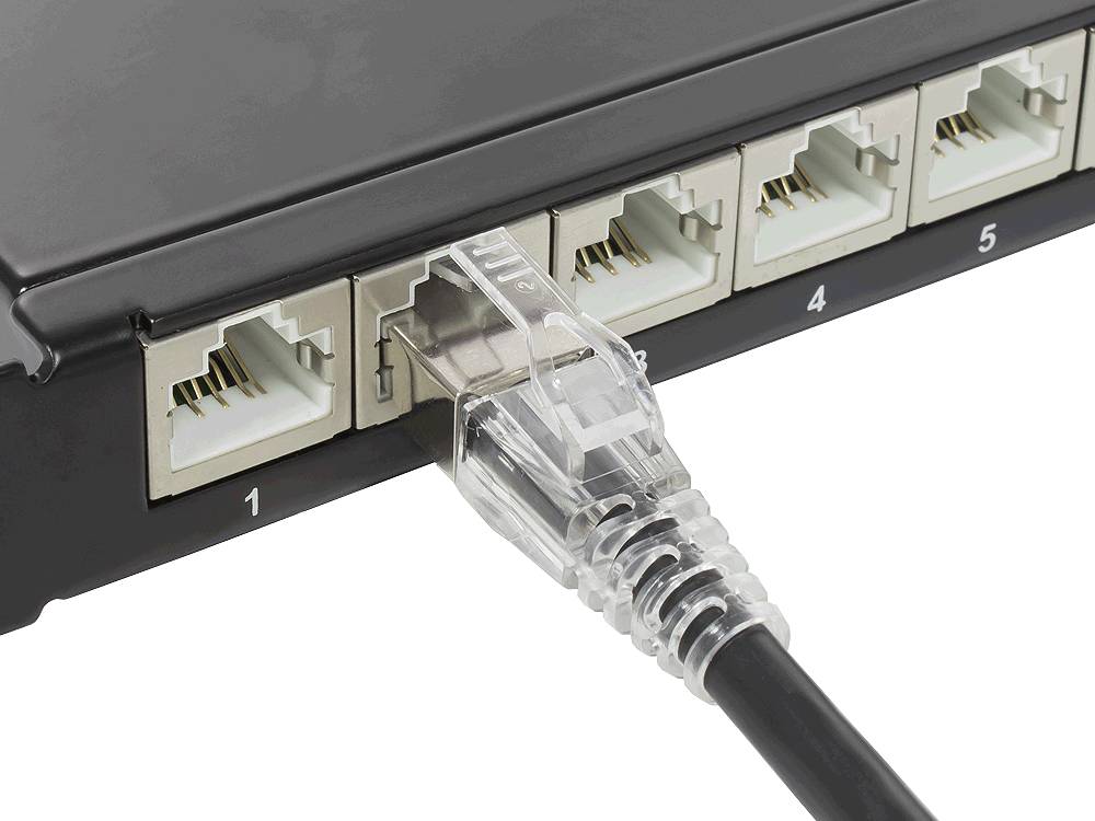 RNS® Patchkabel mit Rastnasenschutz und Verriegelung, Cat. 6A, S/FTP, 500MHz, schwarz, 5m, Good Connections®
