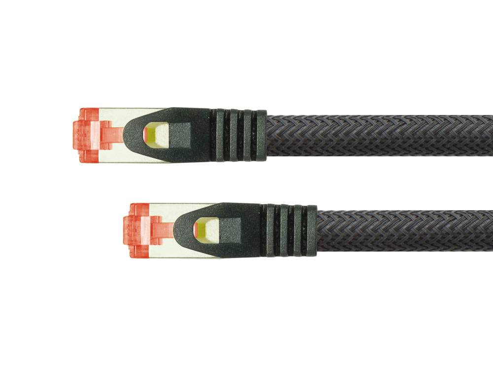 Python® Series Patchkabel mit Rastnasenschutz und Nylongeflecht, Cat. 6, S/FTP, PiMF, PVC, 250MHz, OFC, schwarz, 2m