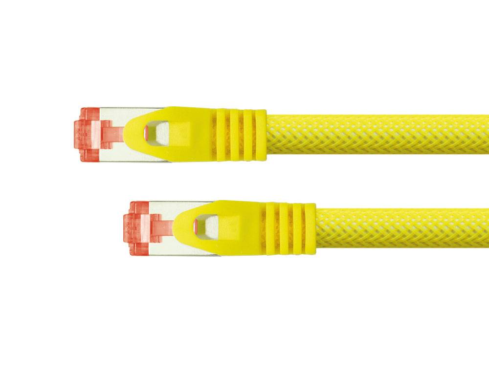 Python® Series Patchkabel mit Rastnasenschutz und Nylongeflecht, Cat. 6, S/FTP, PiMF, PVC, 250MHz, OFC, gelb, 7,5m