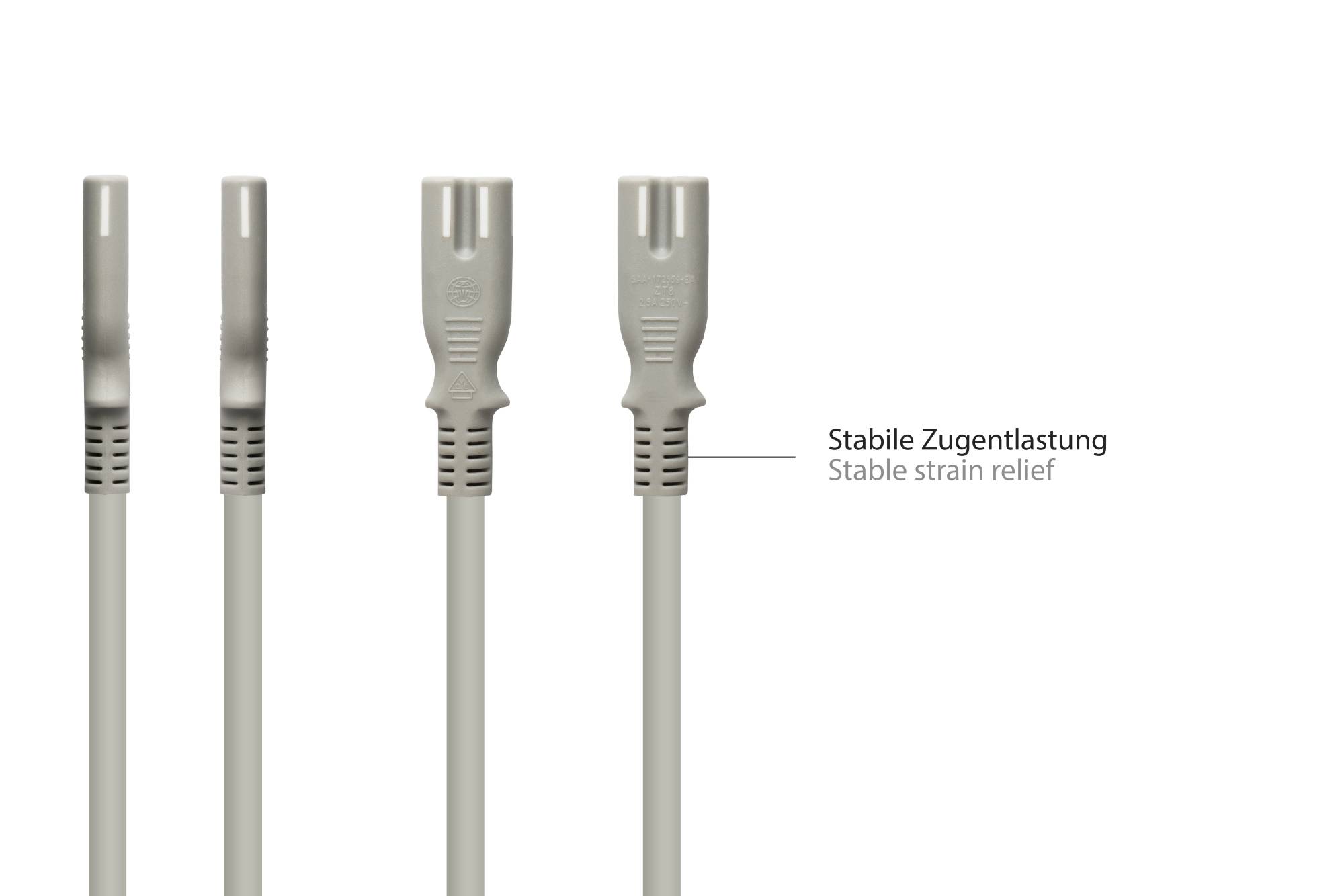 Good Connections® Euro-Netzkabel Euro-Stecker Typ C (gerade) an C7/Euro 8 Buchse (gerade), grau, 0,75 mm², 3 m