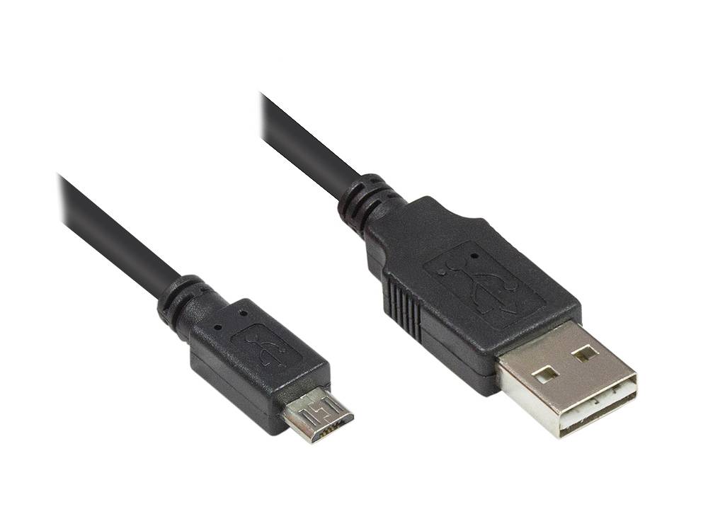 Good Connections® Anschlusskabel USB 2.0 EASY Stecker A an Stecker Micro B, schwarz, 2m