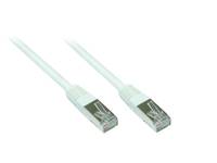 Zwei Ethernet-Netzwerkkabel mit RJ45-Steckern auf weißem Hintergrund.