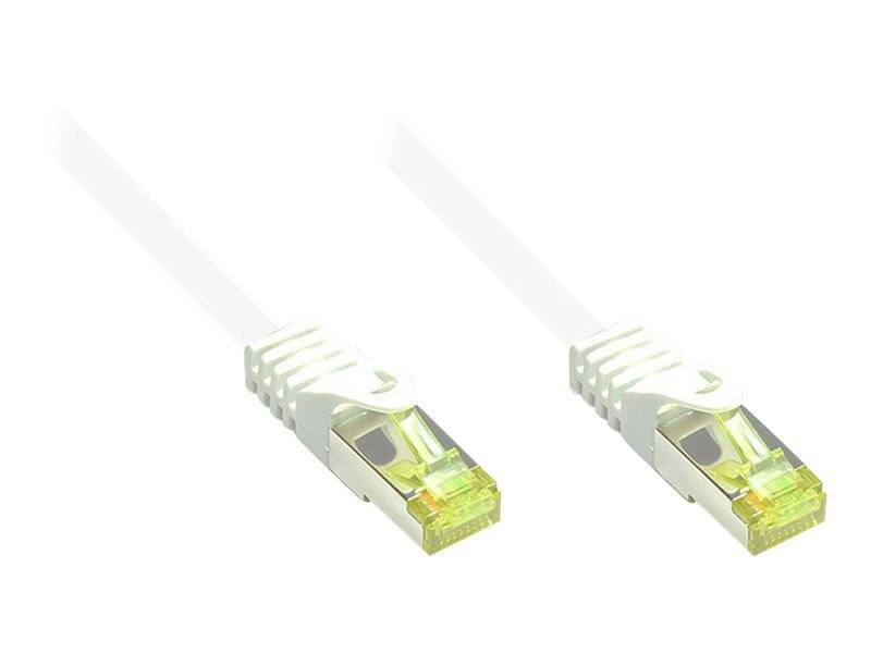 Zwei Ethernet-Kabelstecker auf weißem Hintergrund, nebeneinander dargestellt.