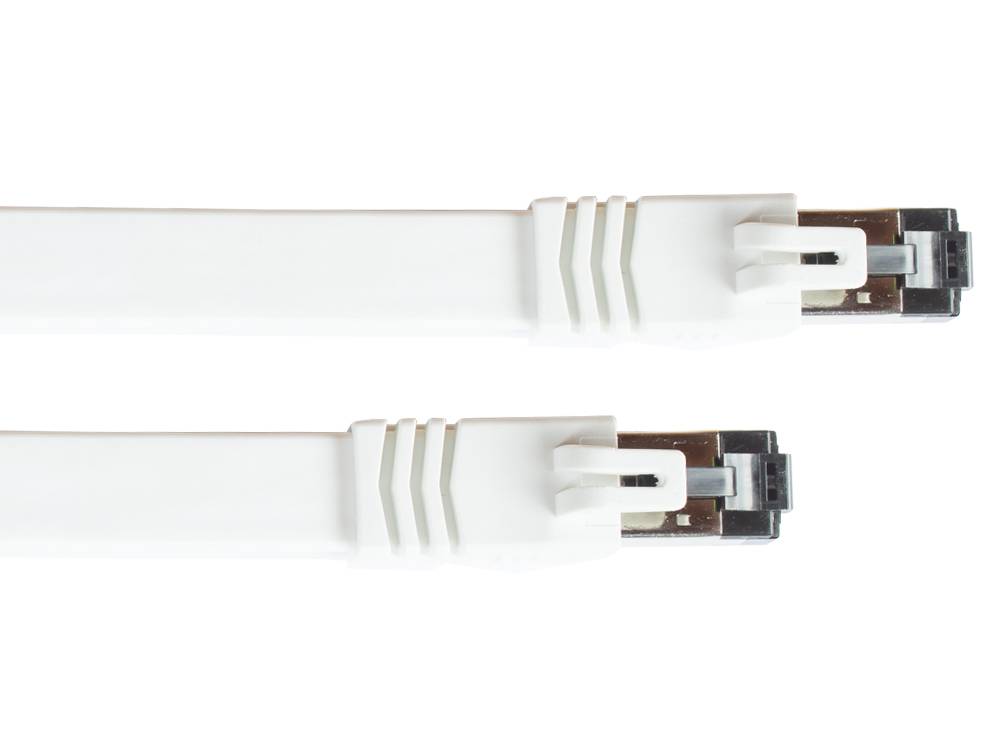 Good Connections® FLACH-Patchkabel Cat. 8.1, U/FTP, PiMF, halogenfrei (LSZH), 2000MHz, 40Gbit/s, weiß, 0,5m