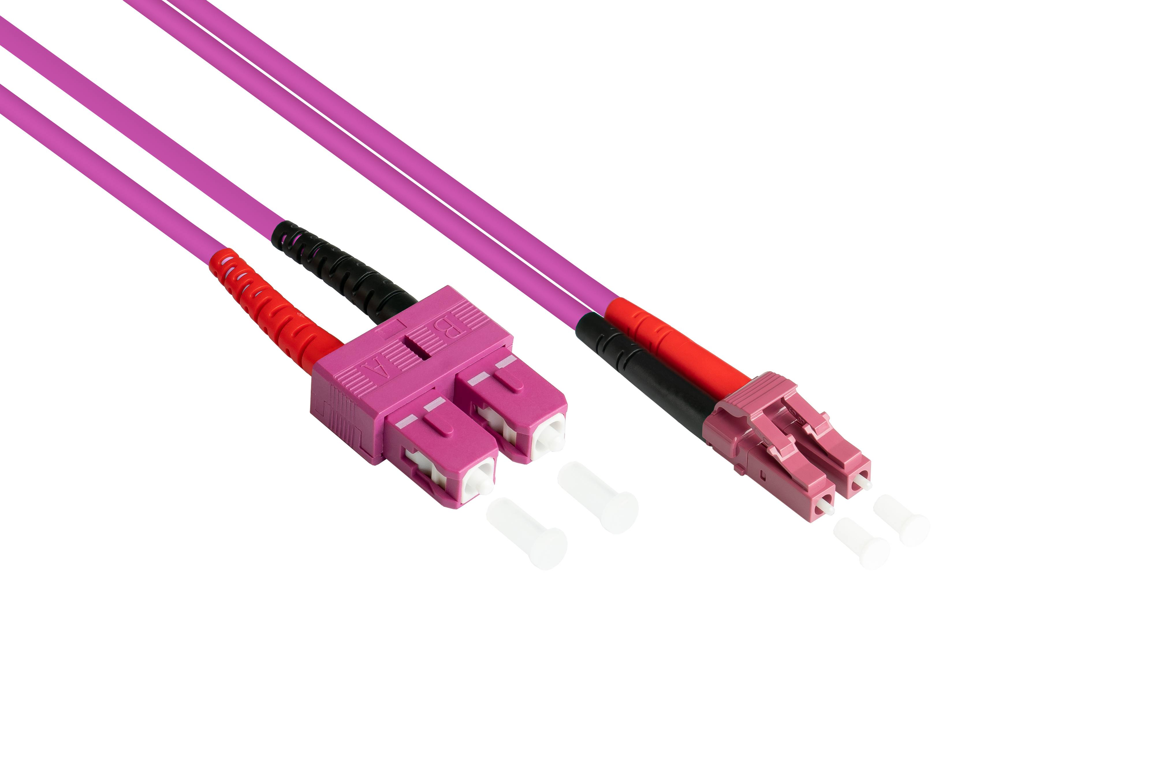 kabelmeister® Patchkabel LWL Duplex OM4 (Multimode, 50/125) LC/SC, 15m