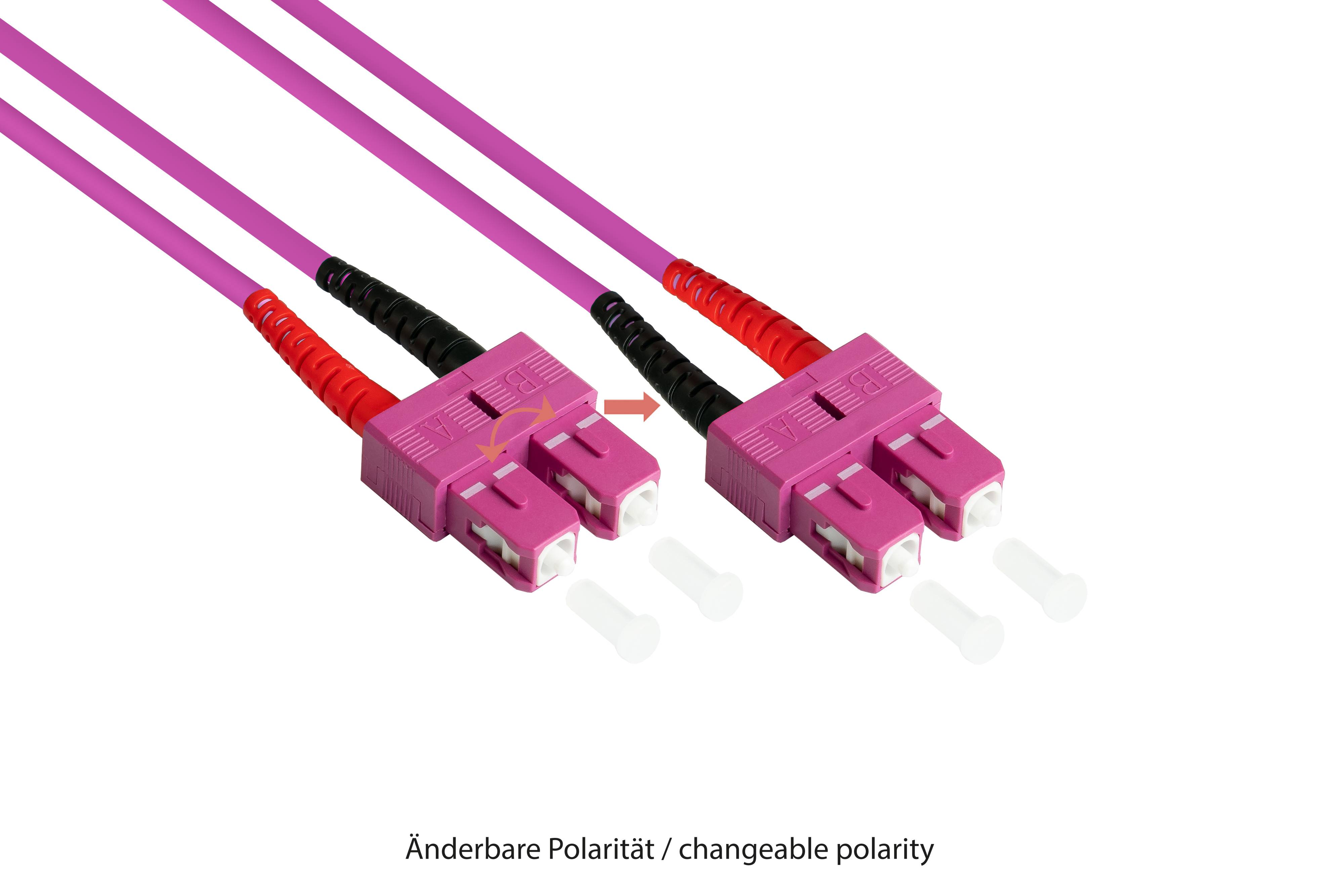 kabelmeister® Patchkabel LWL Duplex OM4 (Multimode, 50/125) LC/SC, 15m