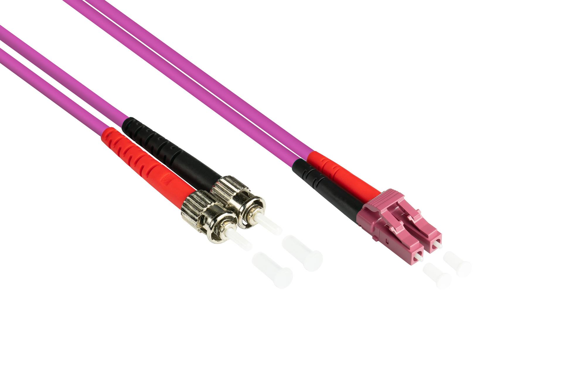 kabelmeister® Patchkabel LWL Duplex OM4 (Multimode, 50/125) LC/ST, 0,5m