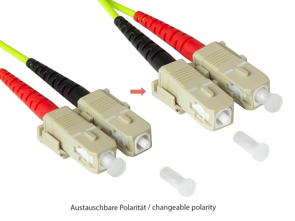 Patchkabel LWL Duplex OM5 (Multimode, 50/125) SC/SC, LSZH, austauschbare Polarität, 15m, Good Connections®