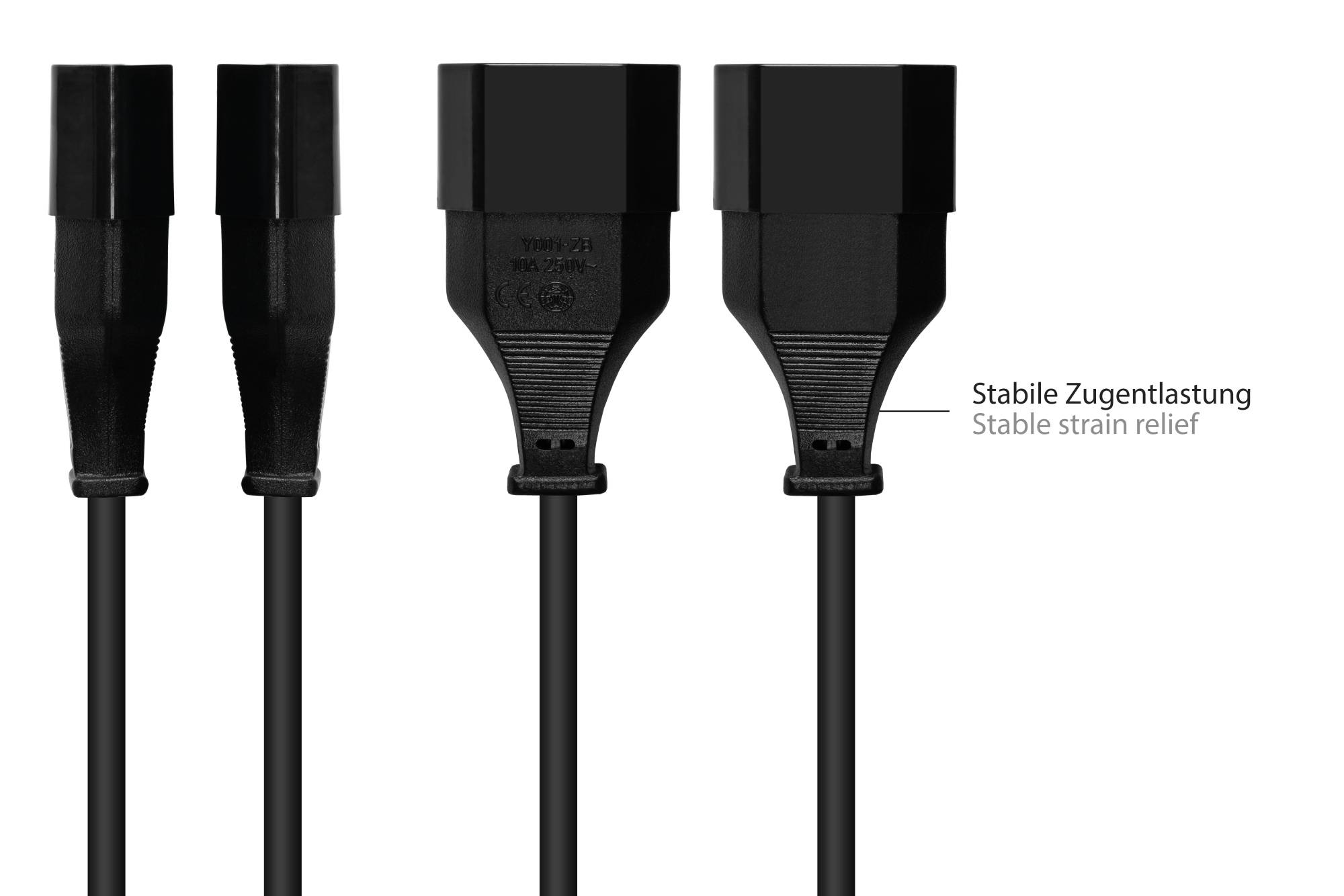 Good Connections® Euro-Verlängerung Euro-Stecker Typ C (gerade) an Euro-Buchse (gerade), schwarz, 0,75 mm², 2 m