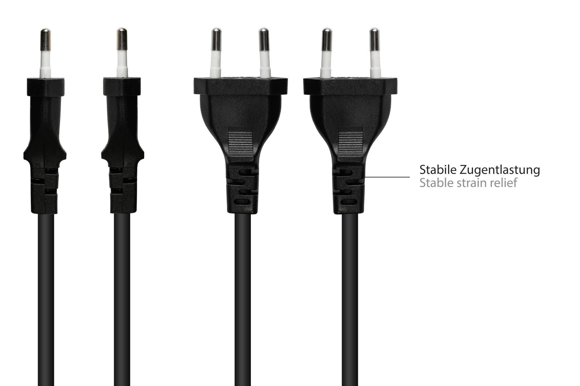 Good Connections® Euro-Netzkabel Euro-Stecker Typ C (gerade) an C7/Euro 8 Buchse (gerade), schwarz, 0,75 mm², 0,5 m