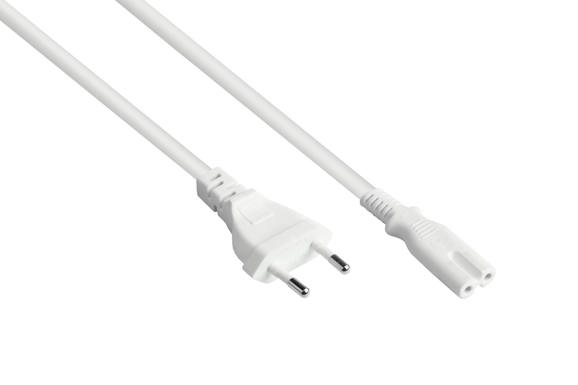 Good Connections® Euro-Netzkabel Euro-Stecker Typ C (gerade) an C7/Euro 8 Buchse (gerade), weiß, 0,75 mm², 0,75 m