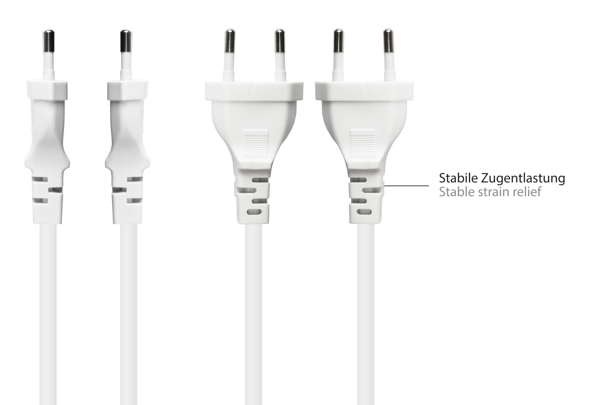 Good Connections® Euro-Netzkabel Euro-Stecker Typ C (gerade) an C7/Euro 8 Buchse (gerade), weiß, 0,75 mm², 0,75 m