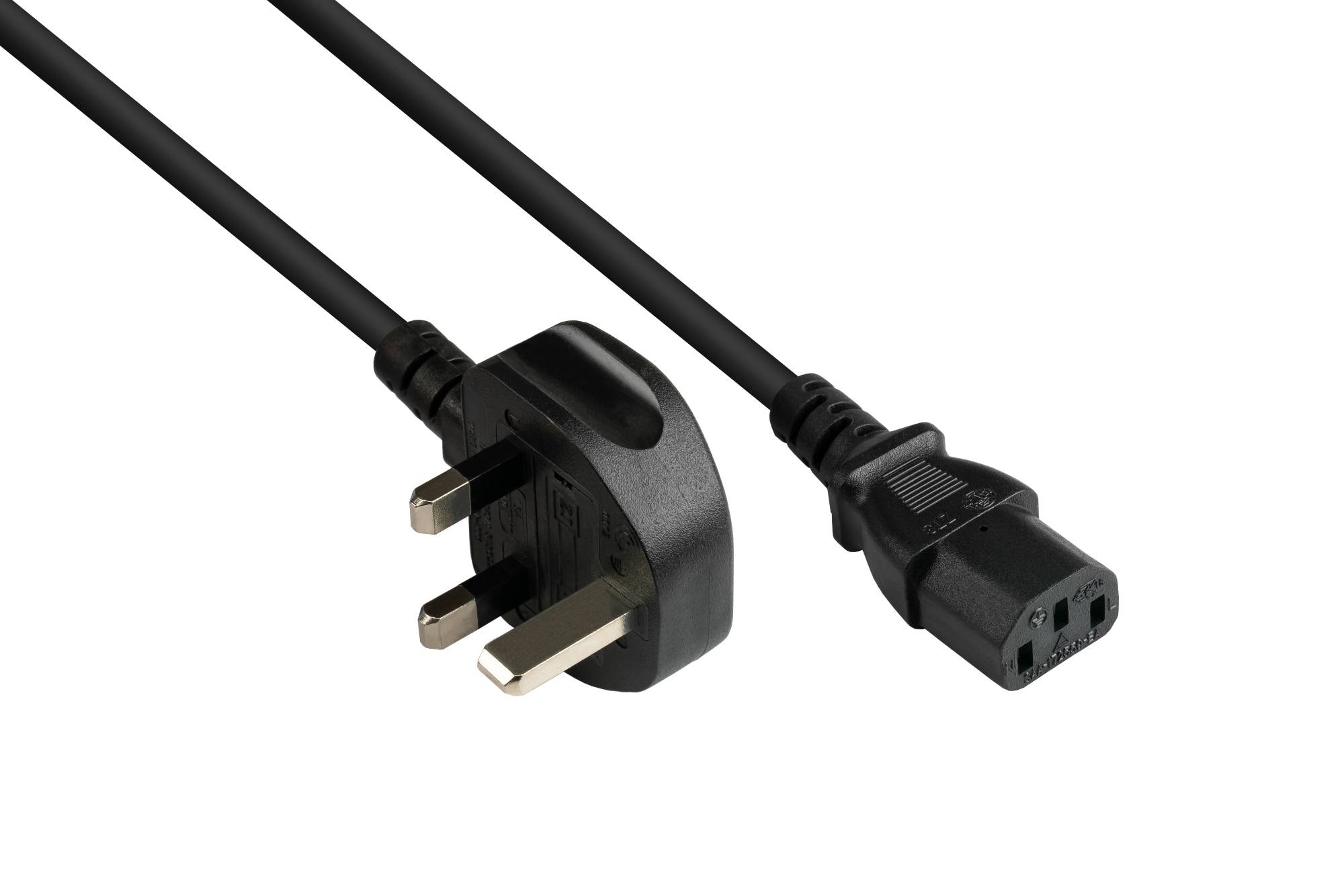 Good Connections® Netzkabel England/UK Netz-Stecker Typ G an C13 (gerade), 10A, ASTA, schwarz, 0,75 mm², 1,8 m