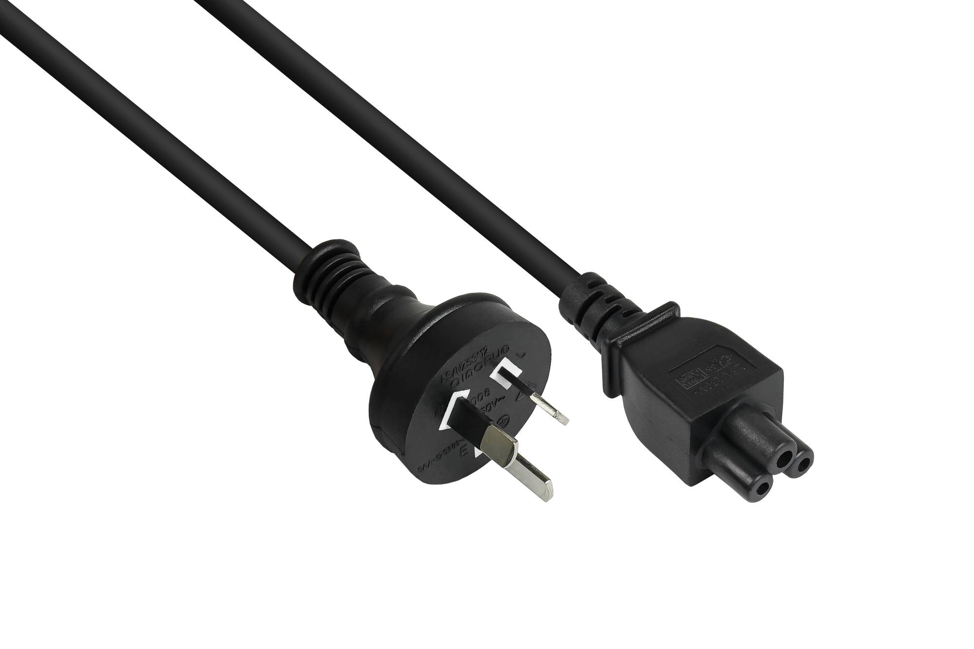 Kabelmeister® Netzkabel Australien Netz-Stecker Typ I an C5 für Notebook, SAA/Tick Mark, schwarz, 0,75 mm², 1,8 m
