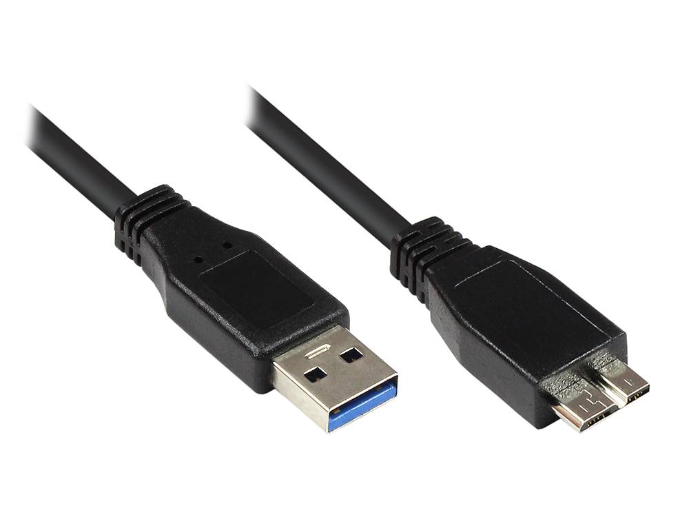 Good Connections® Anschlusskabel USB 3.0 Stecker A an Stecker Micro B, schwarz, 1m