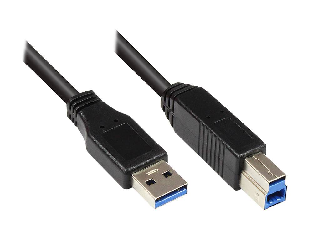 Good Connections® Anschlusskabel USB 3.0 Stecker A an Stecker B, schwarz, 0,5m