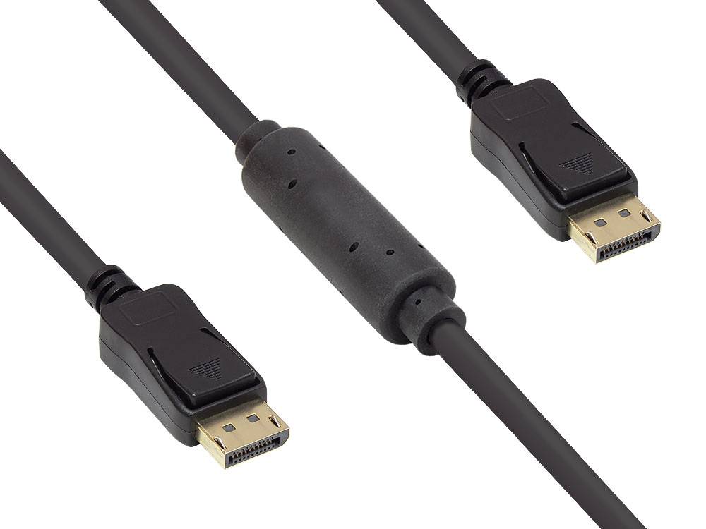 Good Connections® AKTIVES Anschlusskabel DisplayPort 1.2, 4K / UHD @60Hz, vergoldete Kontakte, OFC, schwarz, 20m