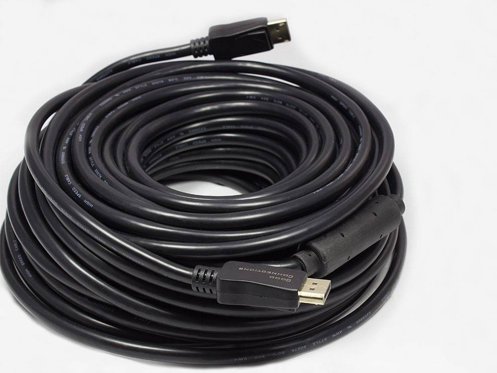 Good Connections® AKTIVES Anschlusskabel DisplayPort 1.2, 4K / UHD @60Hz, vergoldete Kontakte, OFC, schwarz, 20m