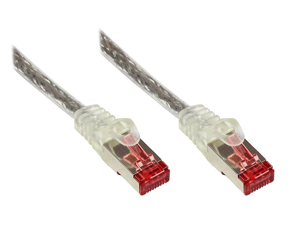 Good Connections® RNS® Patchkabel mit Rastnasenschutz, Cat. 6, S/FTP, PiMF, PVC, 250MHz, transparent, 0,5m