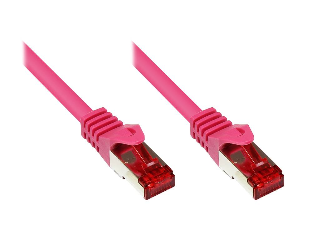 Good Connections® RNS® Patchkabel mit Rastnasenschutz, Cat. 6, S/FTP, PiMF, PVC, 250MHz, magenta, 30m