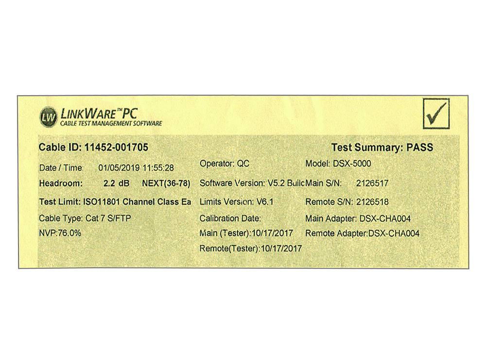 RNS® Patchkabel Cat.6A, mit Messprotokoll + Serien-Nr., S/FTP, 500MHz, 10Gbit/s, UL, grau, 2m, Good Connections®