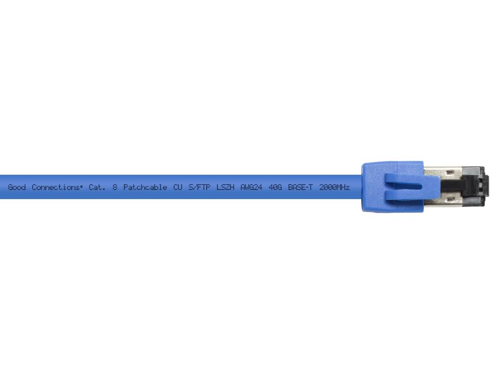 Good Connections® RNS® Patchkabel Cat. 8.1, S/FTP, PiMF, halogenfrei (LSZH), 2000MHz, 40Gbit/s, blau, 0,5m