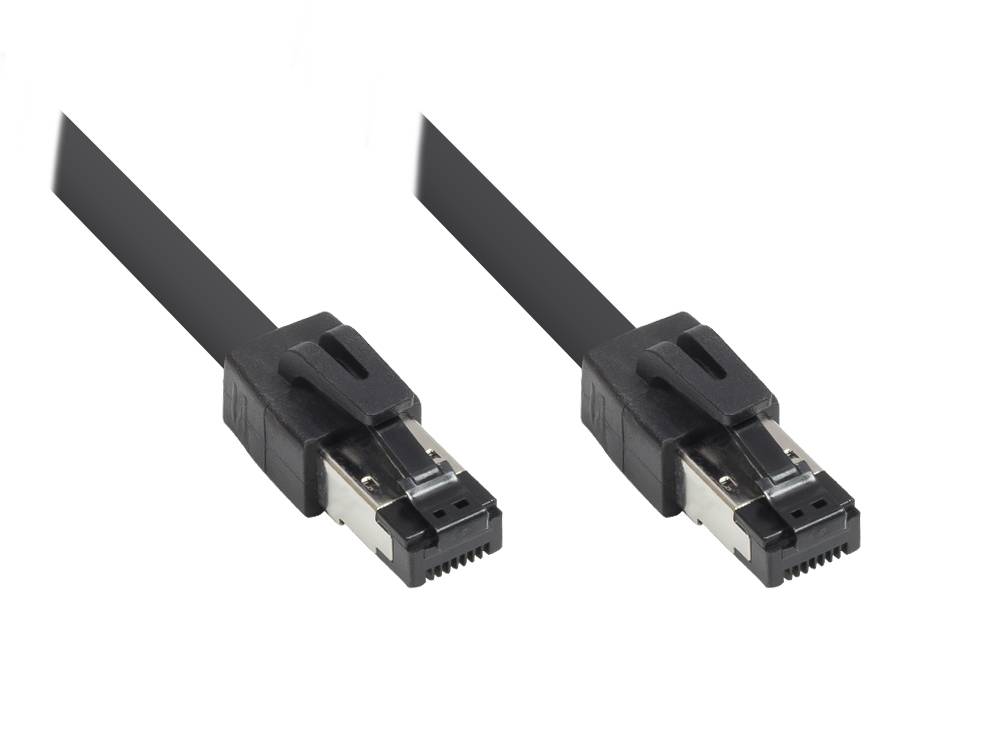Good Connections® RNS® Patchkabel Cat. 8.1, S/FTP, PiMF, halogenfrei (LSZH), 2000MHz, 40Gbit/s, schwarz, 0,5m