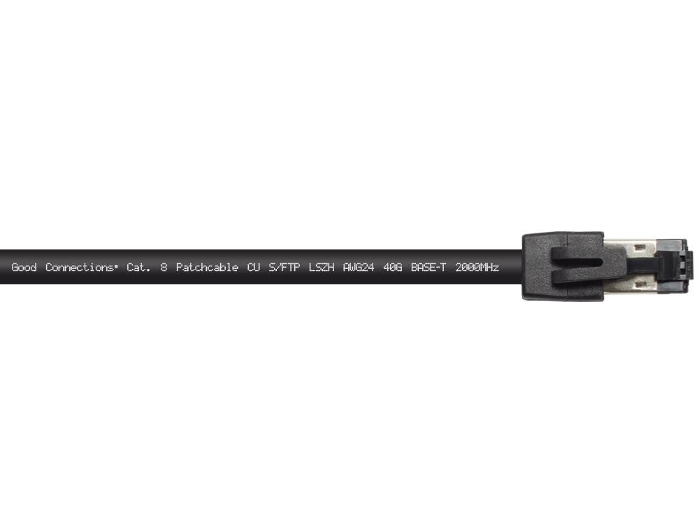 Good Connections® RNS® Patchkabel Cat. 8.1, S/FTP, PiMF, halogenfrei (LSZH), 2000MHz, 40Gbit/s, schwarz, 0,5m