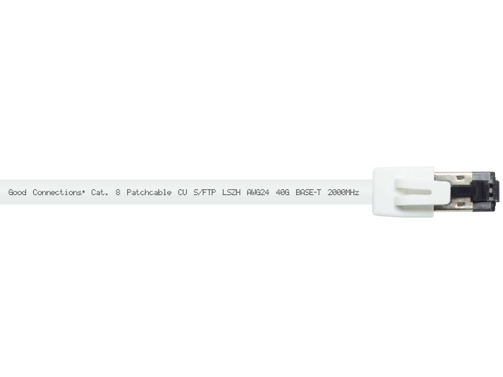 Good Connections® RNS® Patchkabel Cat. 8.1, S/FTP, PiMF, halogenfrei (LSZH), 2000MHz, 40Gbit/s, weiß, 0,5m