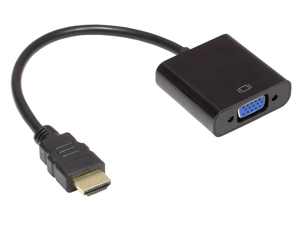 Good Connections® Adapter HDMI zu VGA, HDMI Stecker an VGA Buchse, 3,5 mm Stereo-Buchse, USB Micro B Buchse, schwarz
