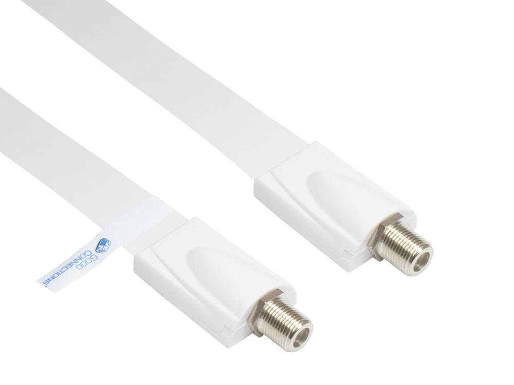 Good Connections® SAT Fensterdurchführung High-Quality, Gesamtlänge inkl. Stecker 32cm, flexible Länge 23cm, weiß