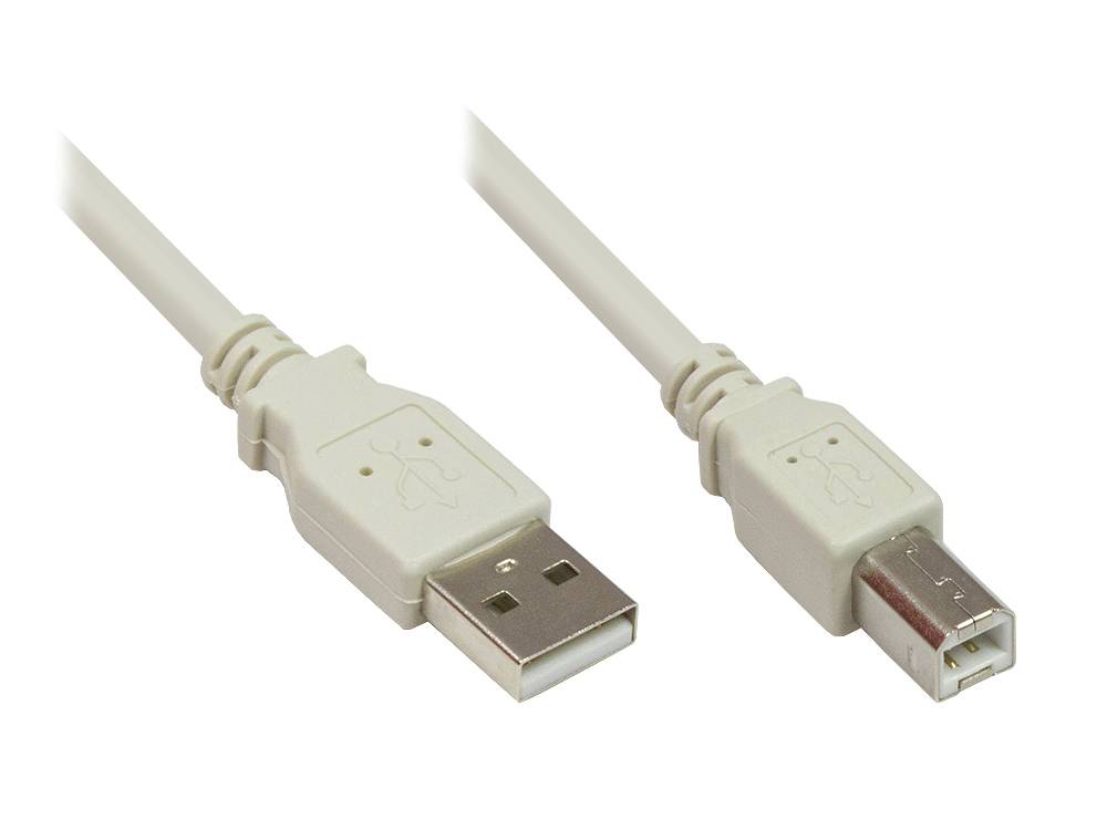 Good Connections® Anschlusskabel USB 2.0 Stecker A an Stecker B, grau, 0,5m