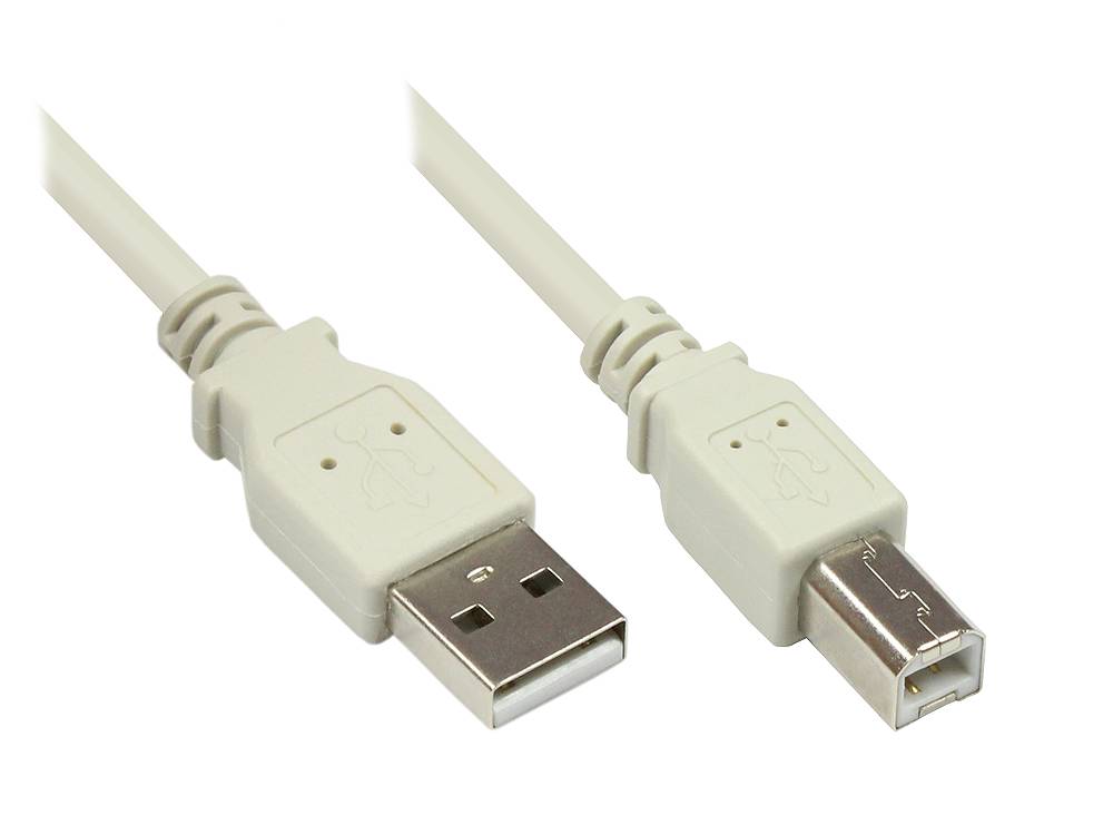 Good Connections® Anschlusskabel USB 2.0 Stecker A an Stecker B, grau, 1m