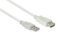 Nahaufnahme eines weißen USB-Kabels mit Standard-USB-A und Mini-USB-Anschlüssen