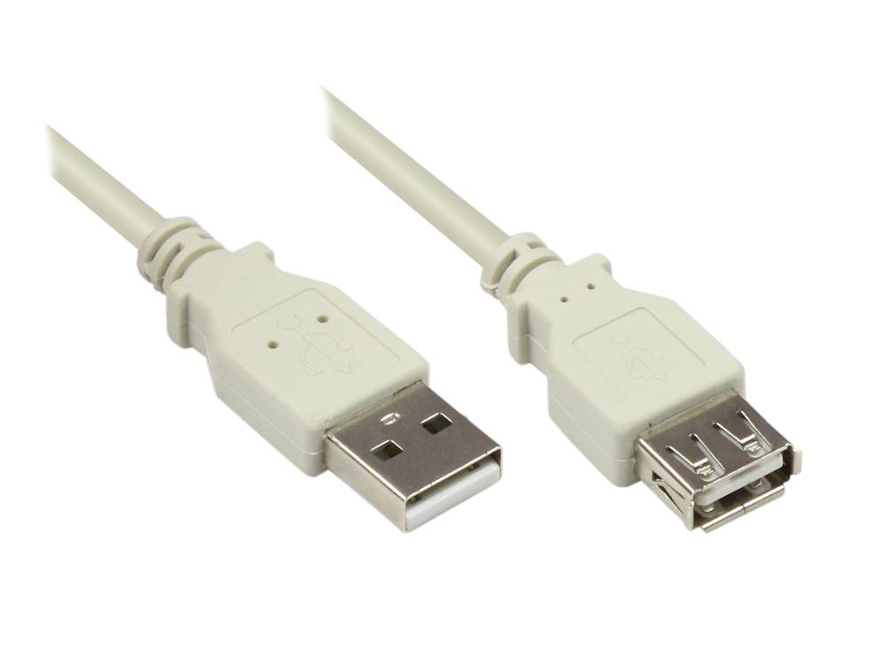 Good Connections® Verlängerungskabel USB 2.0 Stecker A an Buchse A, grau, 3m