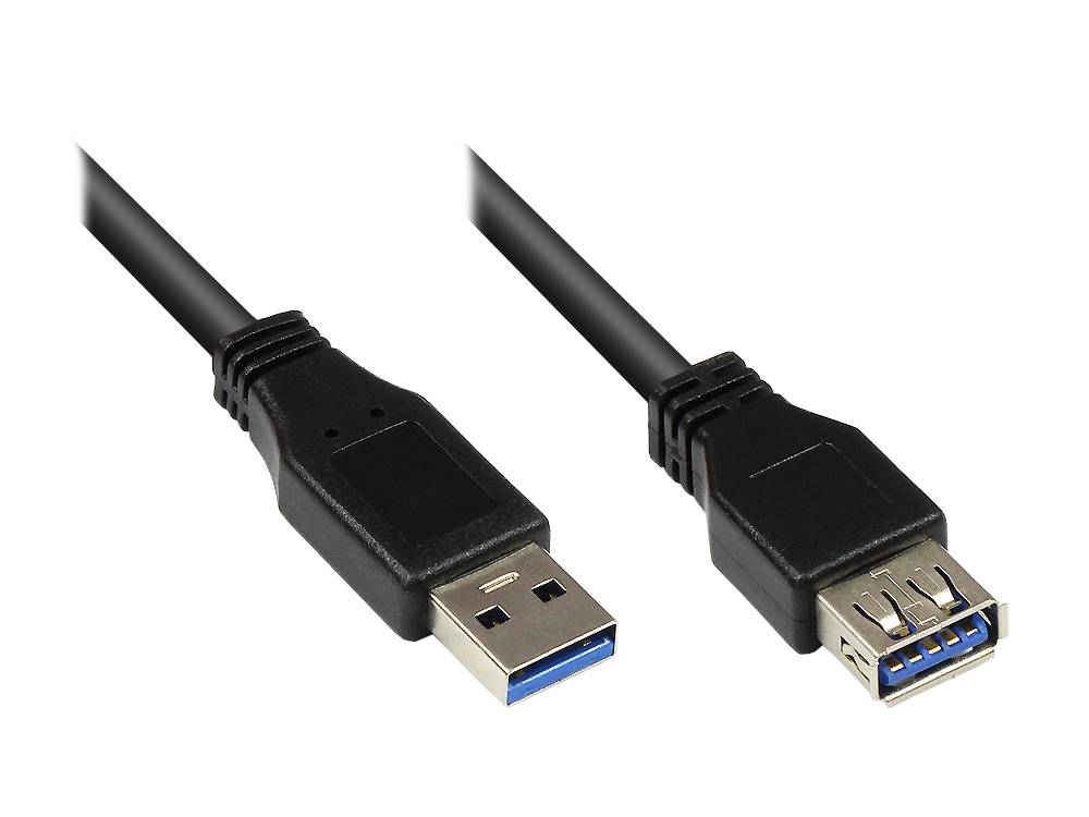 Good Connections® Verlängerungskabel USB 3.0 Stecker A an Buchse A, schwarz, 3m