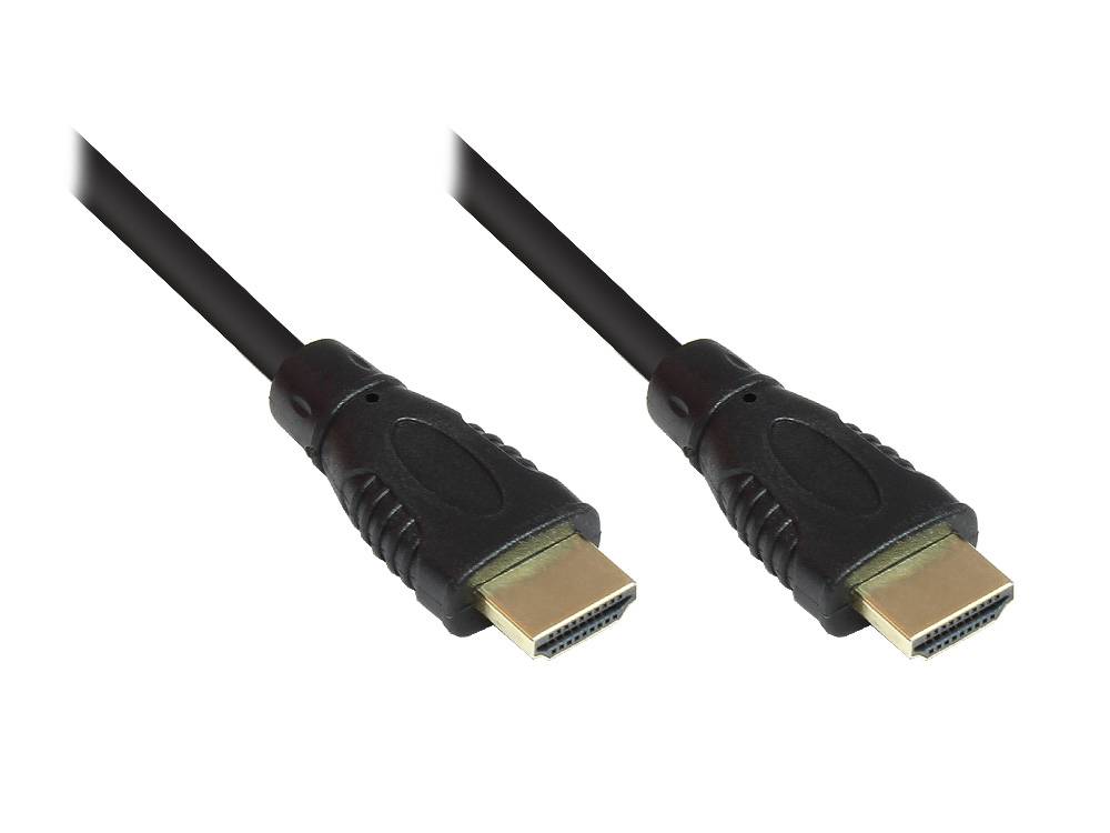 Good Connections® Anschlusskabel High-Speed-HDMI®-Kabel mit Ethernet, vergoldete Stecker, schwarz, 0,75m