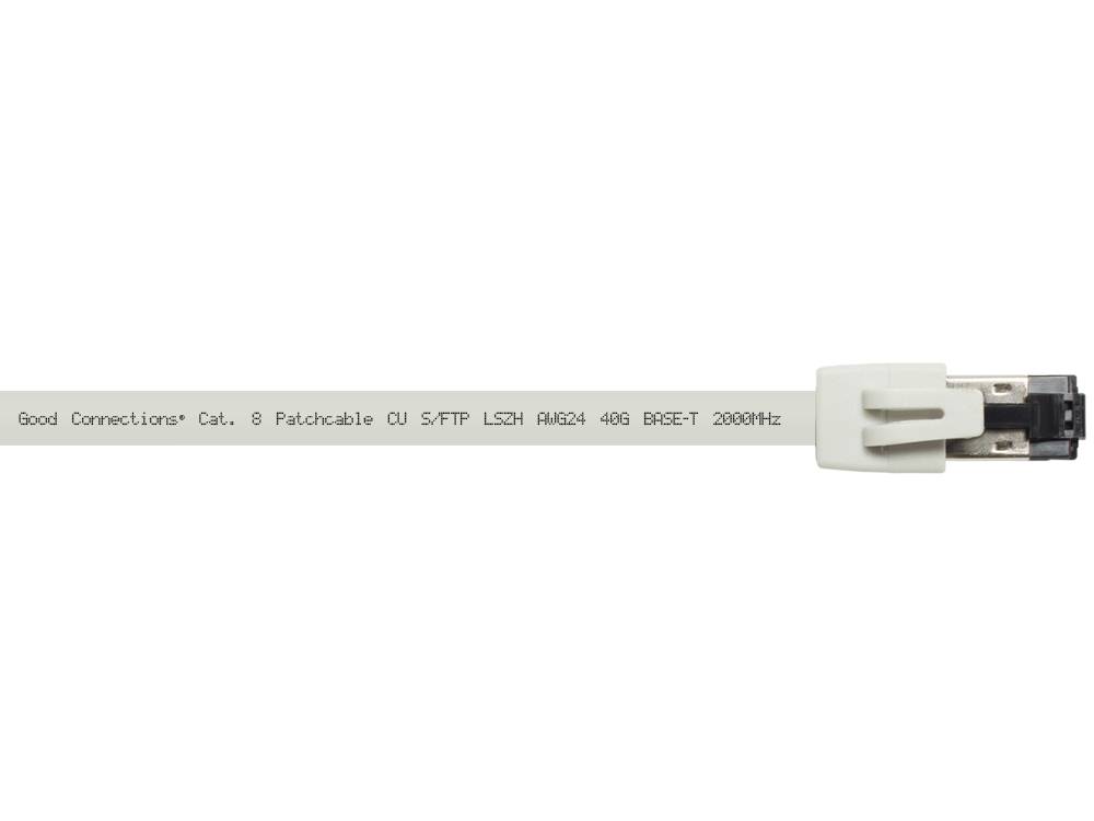 Good Connections® RNS® Patchkabel Cat. 8.1, S/FTP, PiMF, halogenfrei (LSZH), 2000MHz, 40Gbit/s, grau, 0,5m