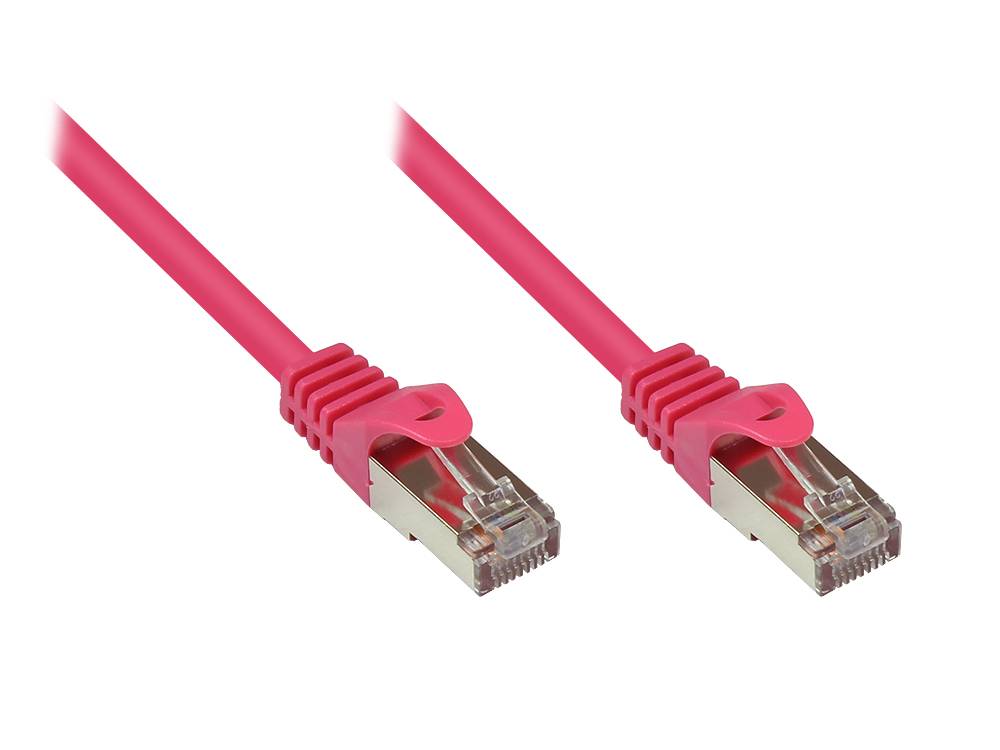 Good Connections® RNS® Patchkabel mit Rastnasenschutz, Cat. 5e, SF/UTP, PVC, 100MHz, magenta, 0,25m