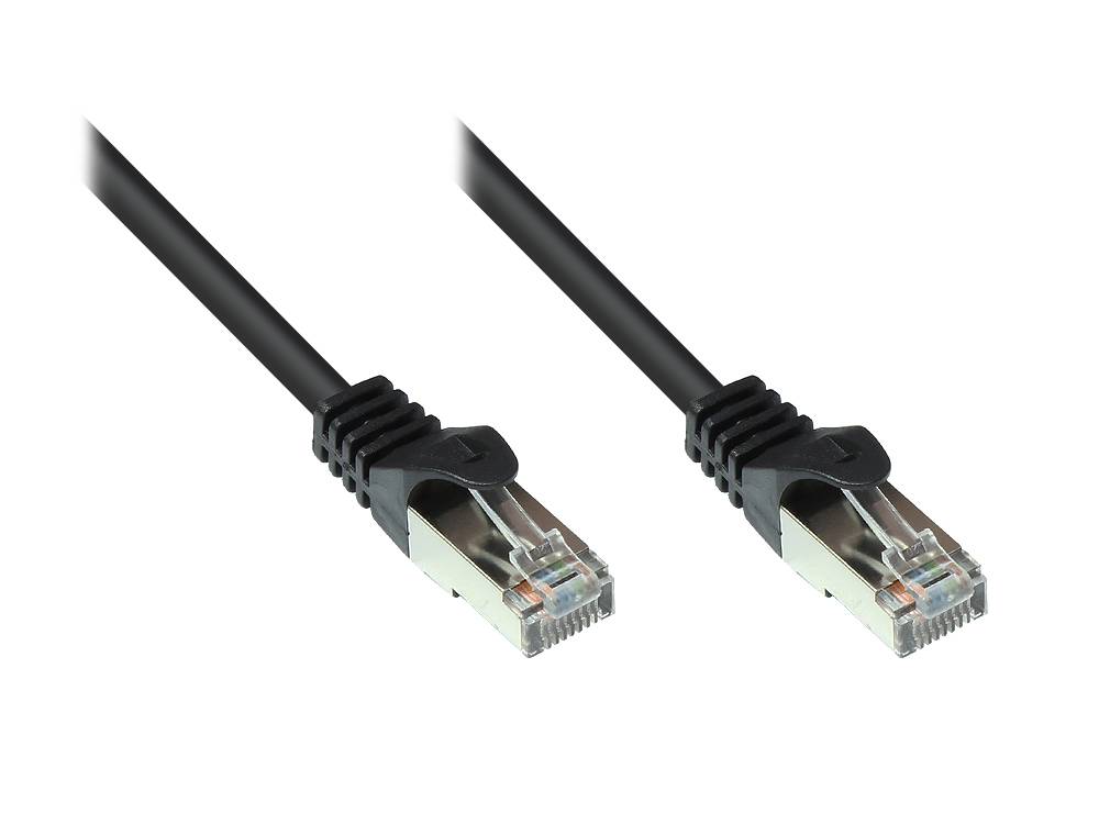 Good Connections® RNS® Patchkabel mit Rastnasenschutz, Cat. 5e, SF/UTP, PVC, 100MHz, schwarz, 1m
