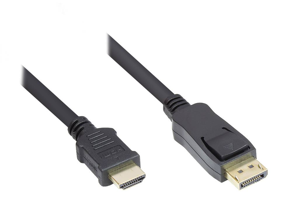 Good Connections® Anschlusskabel DisplayPort 1.2 an HDMI, 4K @30Hz, vergoldete Kontakte, OFC, schwarz, 3m