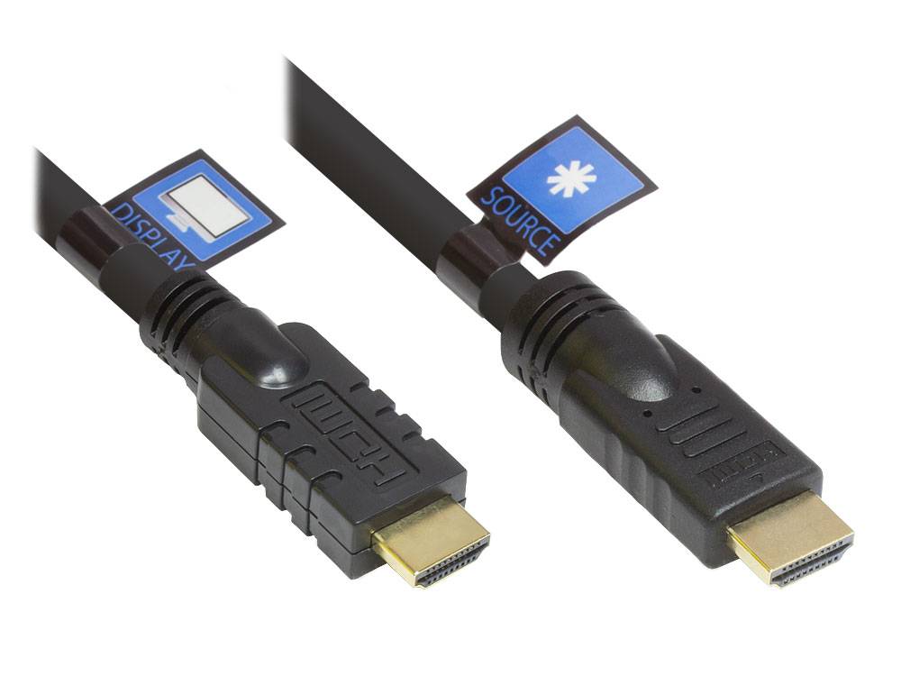 Good Connections® Anschlusskabel HDMI™ 2.0, 4K2K / UHD 60Hz, AKTIV (Redmere Chipsatz), vergoldete Stecker, schwarz, 10m